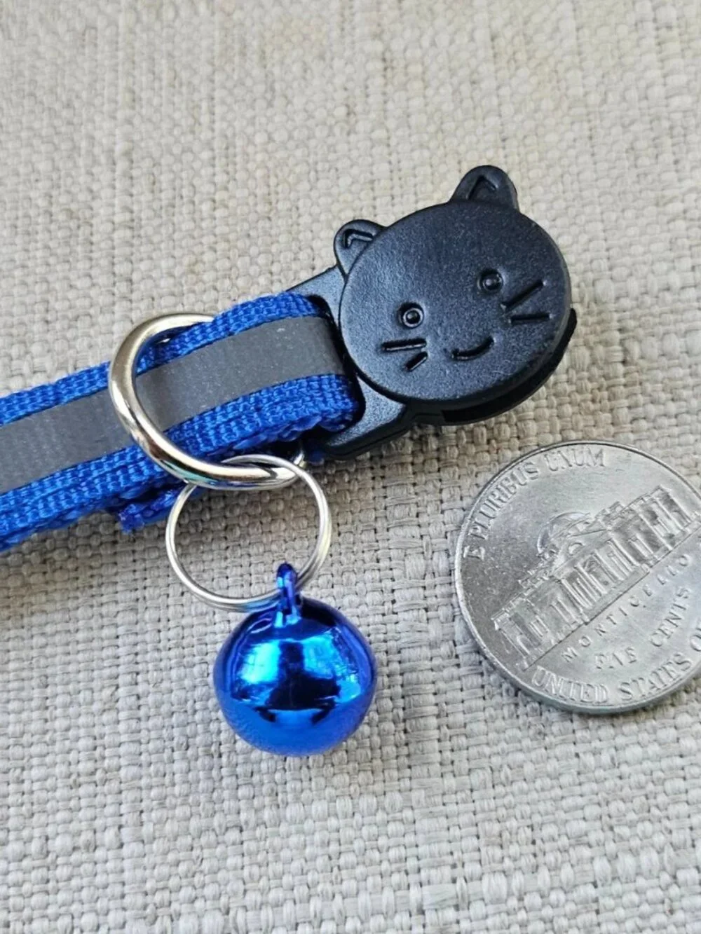 Cat Collar Blue Nylon Pet Collar With Bell W/ Reflective Neck Collar adjustable